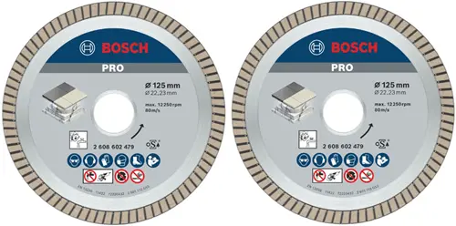Bosch Accessoires Bosch 2 Stuks Diamantdoorslijpschijf Best For Ceramic Extraclean Turbo 125 X 22,23 X 1,4 X 7 Mm (Duopack) - 061599766Z 1