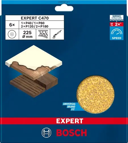 Bosch Accessoires Expert C470 Schuurpapier 225 Mm, K 40 80 120 180, 6-Delig - 2608901677 2