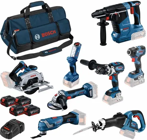 Bosch Blauw 8 Toolkit 18V | Combopack 4 X 5.0Ah + Lader | In Tas - 0615A5004a 1