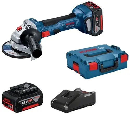 Bosch Blauw Gws 18V-7 Professional 18V Accu Haakse Slijpmachine | 4.0Ah Accu's - 06019H9005 1