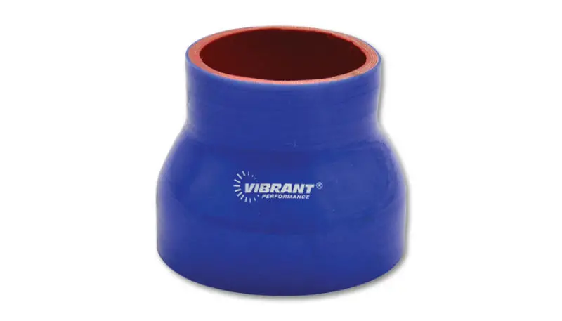 Vibrant 4 Ply Reinforced Silicone Transition Connector - 2In I.D. X 2.5In I.D. X 3In Long (Blue) 1