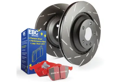 Ebc 2005-2023 Chrysler 300C / Dodge Charger & Challenger 5.7 Usr Slotted Front Rotors W/ Redstuff Pads 1