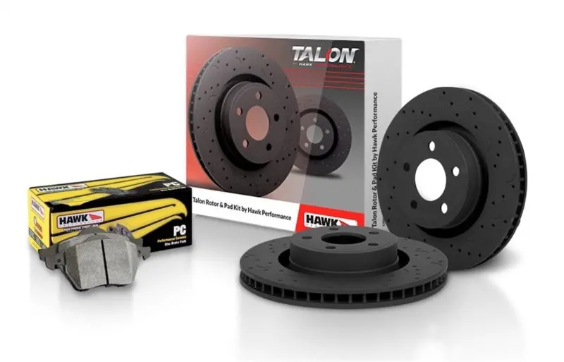 Hawk Talon 2014 Jeep Grand Cherokee Srt Drilled And Slotted Front Brake Rotor & Pads Set 2