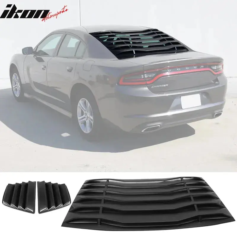 Ikon Motorsports 2008-2023 Dodge Challenger Rear Window Scoop Louver Vent 1