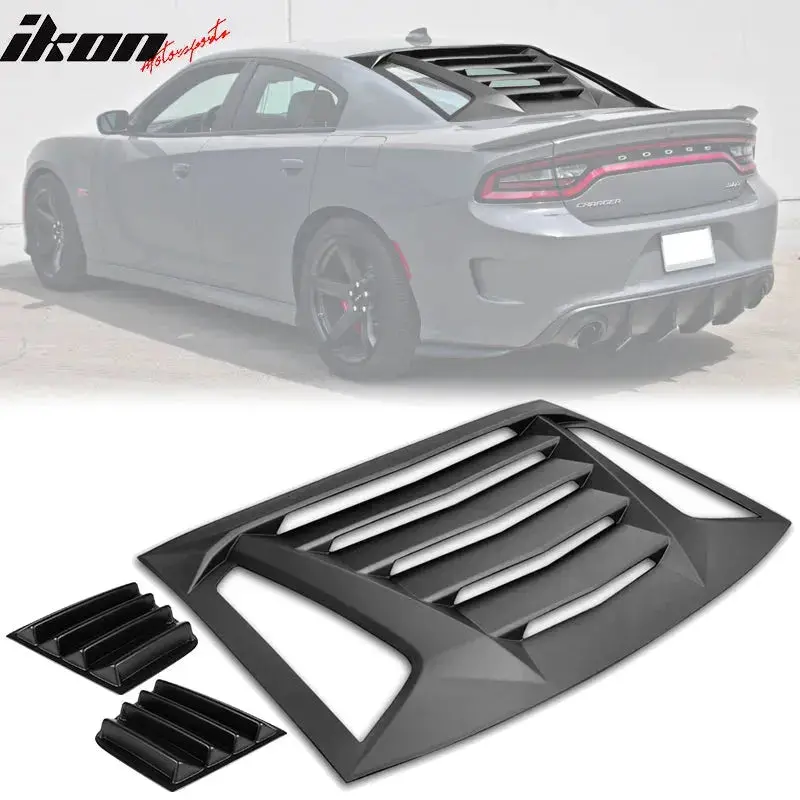Ikon Motorsports 2008-2023 Dodge Challenger Rear Window Scoop Louver Vent 1