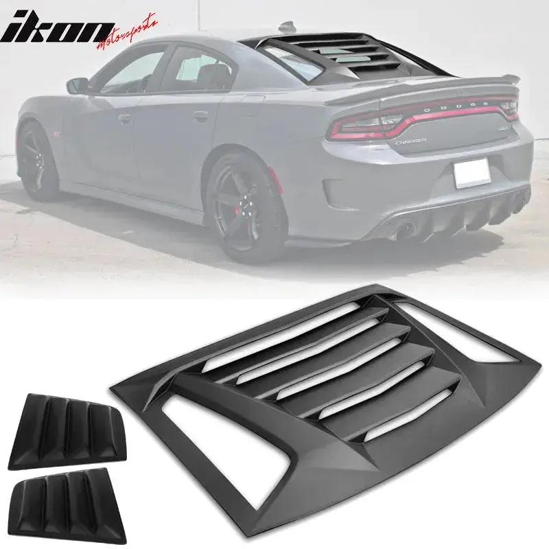 Ikon Motorsports 2008-2023 Dodge Challenger Rear Window Scoop Louver Vent 1