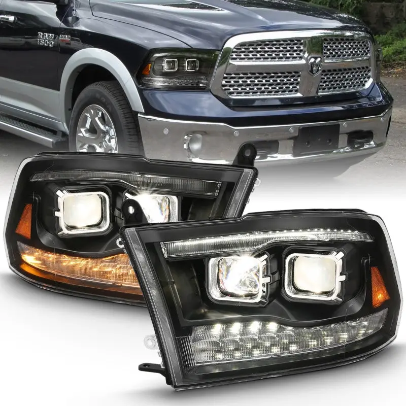 Anzo 2009-2018 Dodge Ram 1500 Projector H.L. Switchback Chrome Amber 2