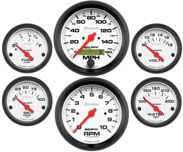 Classic Dash Custom Instrument Cluster Kit – 5-Inch Gauges, Black Face, 130-94-50021 1