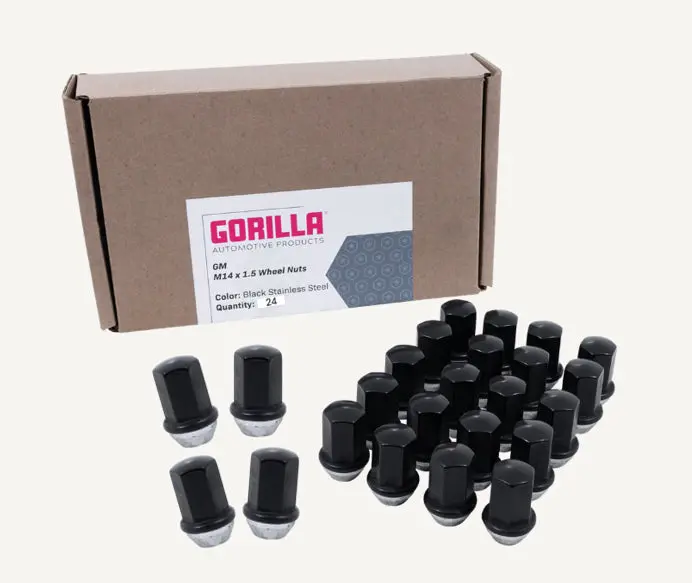 Gorilla Oem 22Mm 5 Lug Stainless Black Lug Nuts M14x1.5 Mopar 1