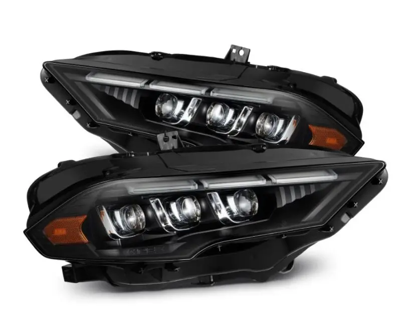 Alpharex 18-20 Ford Mustang Nova Led Proj Headlights Black W/Activ Light/Seq Signal/Switch Drl 1