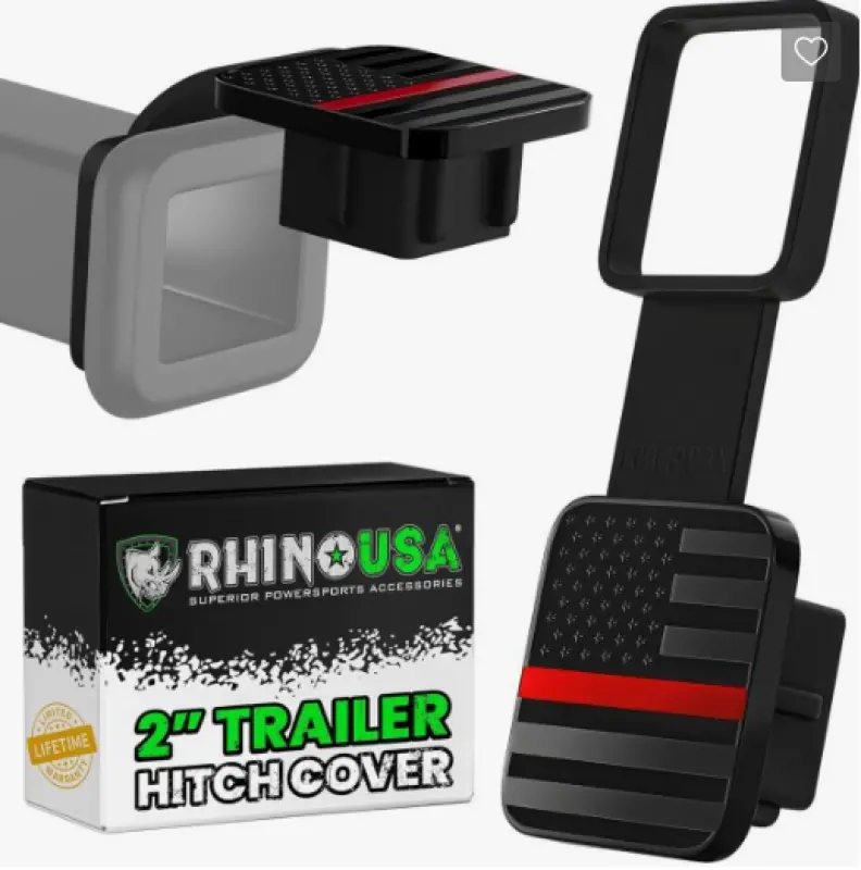 Rhino Usa 2In American Flag Hitch Cover - Black & Red 1