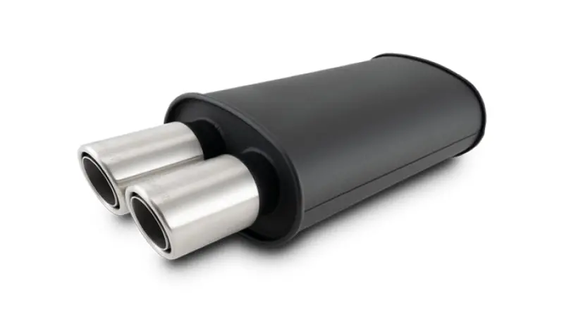 Vibrant Streetpower Blk Oval Muffler W/Dual Center Tip 3In Inlet Id 3In Tip Od 9In X 5In X 15In 1