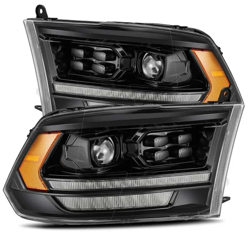 Alpharex 09-18 Dodge Ram 2500Hd Luxx Led Proj Headlights Plank Style Black W/Seq Signal/Smoked Drl 2