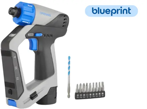 Dremel Blueprint 12V Borstelloze 3-In-1 Schroef-Boormachine Dd12 | 12V 2,0Ah Accu + Snellader + 9 Schroefbits - F013dd12ja 1