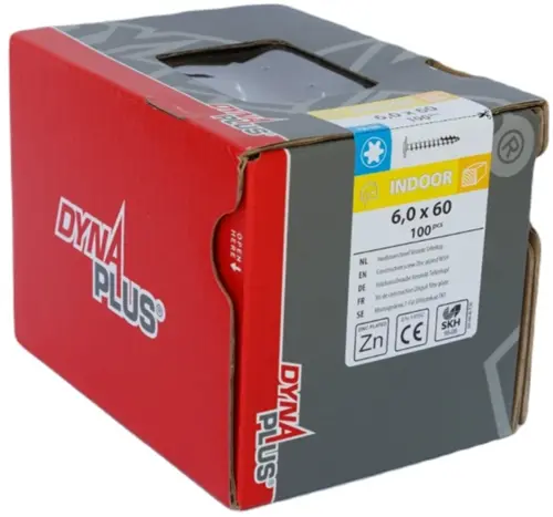 Dynaplus Houtbouwschroef Verzinkt Tellerkop Voldraad +Snijpunt Torx Tx30 6.0X60 | 100 Stuks - 0286.01.50001 1