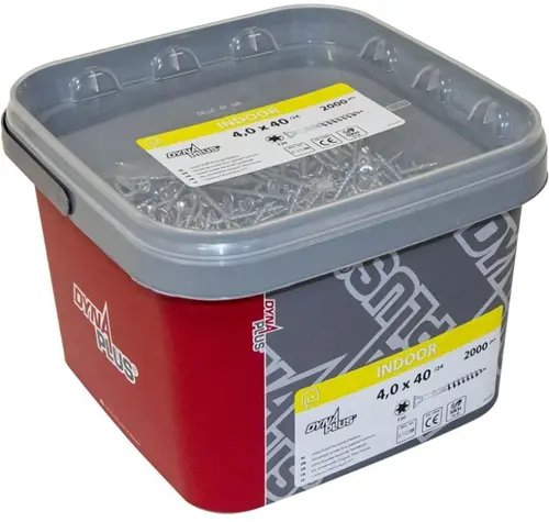 Dynaplus Unischroef Spaanplaatschroef Verzinkt Platkop Deeldraad Torx Tx20 4.0X40 24 | 2000 Stuks - 0289.11.25602 1