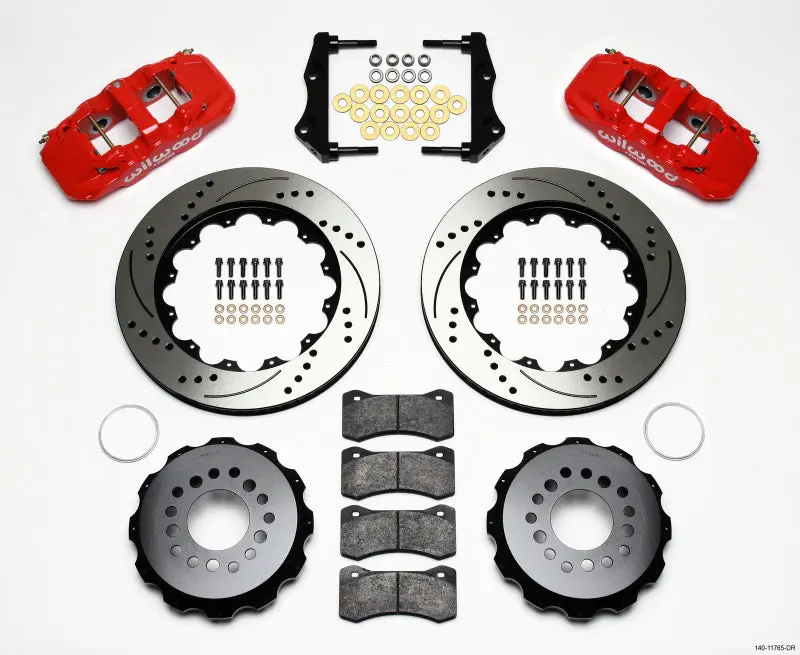 Wilwood Aero4 Rear Kit 14.25In Drilled Red 2006-10 Magnum/Challenger/Charger/300C 1