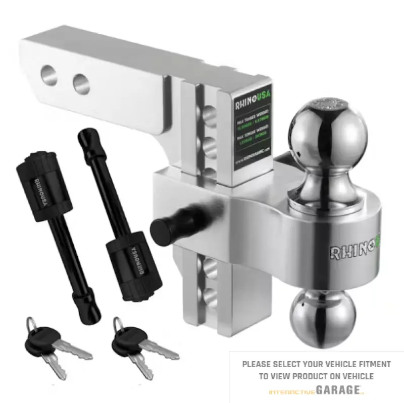 Rhino Usa 8In Heavy Duty Drop Hitch - 2In (Silver) 1