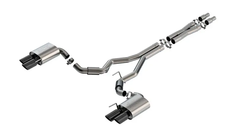 Borla 2024 Ford Mustang Gt 5.0L V8 3 In Atak Catback Non-Active Exhaust- Black Chrome Quad Tip 1