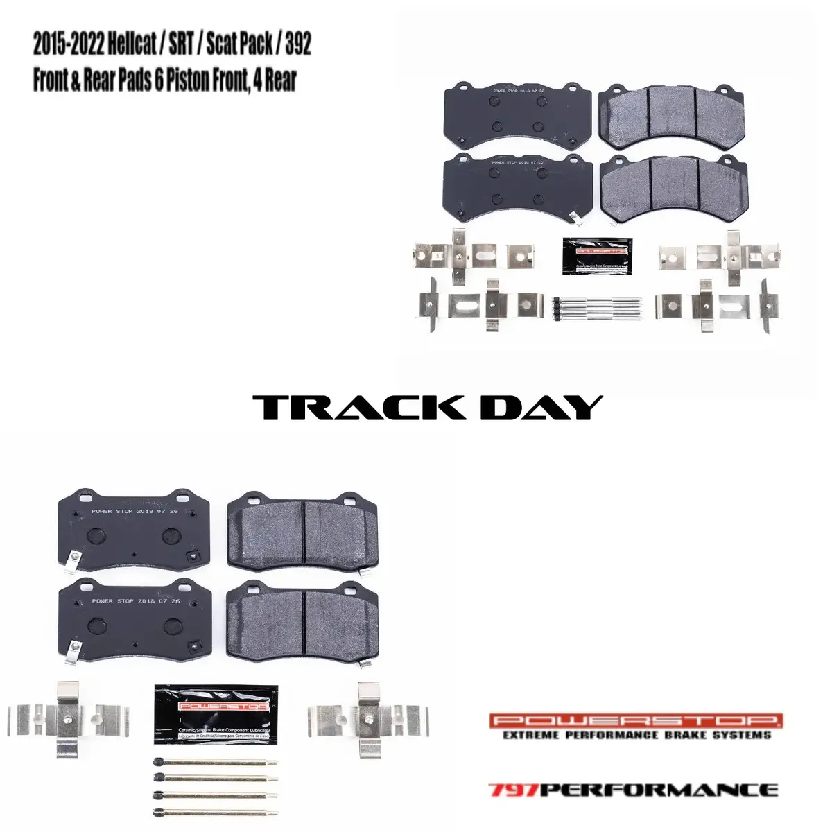 Powerstop 2015-2023 Charger/Challenger Track Day Front & Rear Pads (6 Piston) 1
