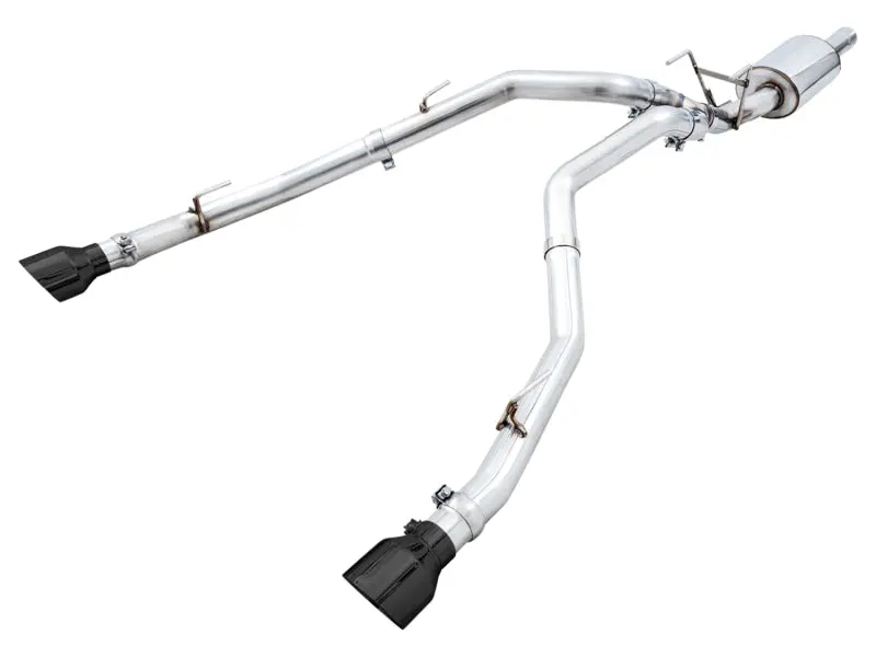 Awe Tuning 09-18 Ram 1500 5.7L (W/Cutouts) 0Fg Dual Rear Exit Cat-Back Exhaust - Diamond Black Tips 1