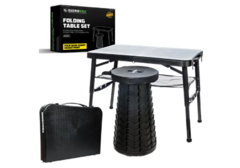 Rhino Usa Portable Camping Table And Stool (Green) 1