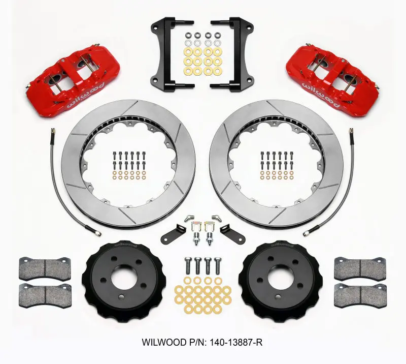 Wilwood Aero6 Front Hat Kit 15.00 Red 15-23 Mustang W/Lines 1