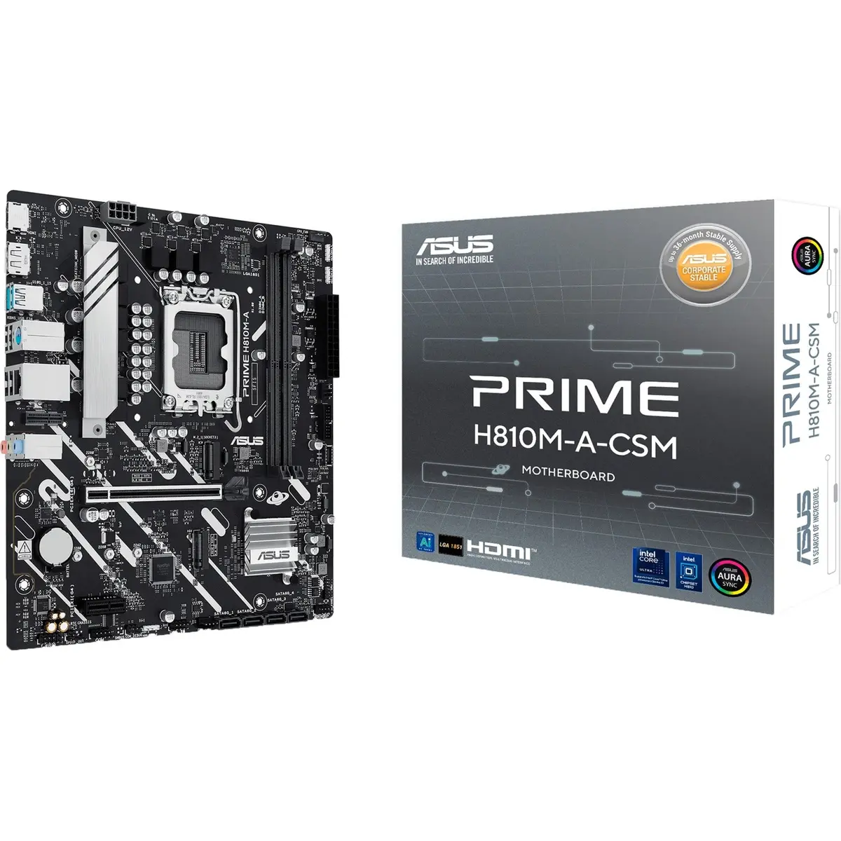 Asus Prime H810m-A-Csm Socket 1851 Moederbord (Raid, Gb-Lan, Sound, Μatx) 1