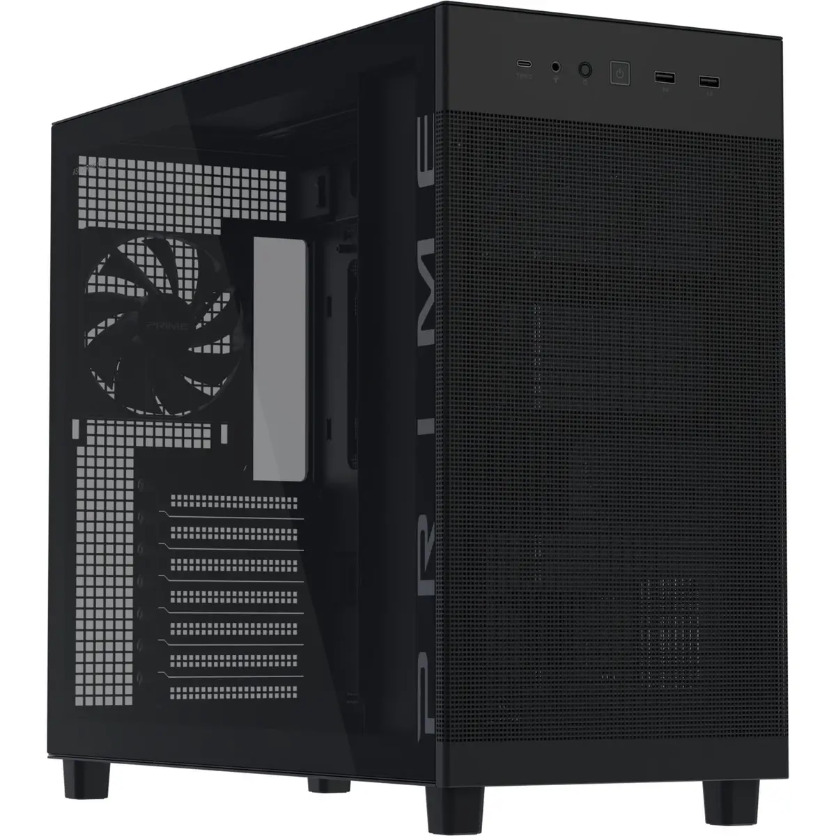 Asus Prime Ap303 - Tempered Glass Panel Midi Tower Behuizing (Zwart | 2X Usb-A | 1X Usb-C | Tempered Glass) 1