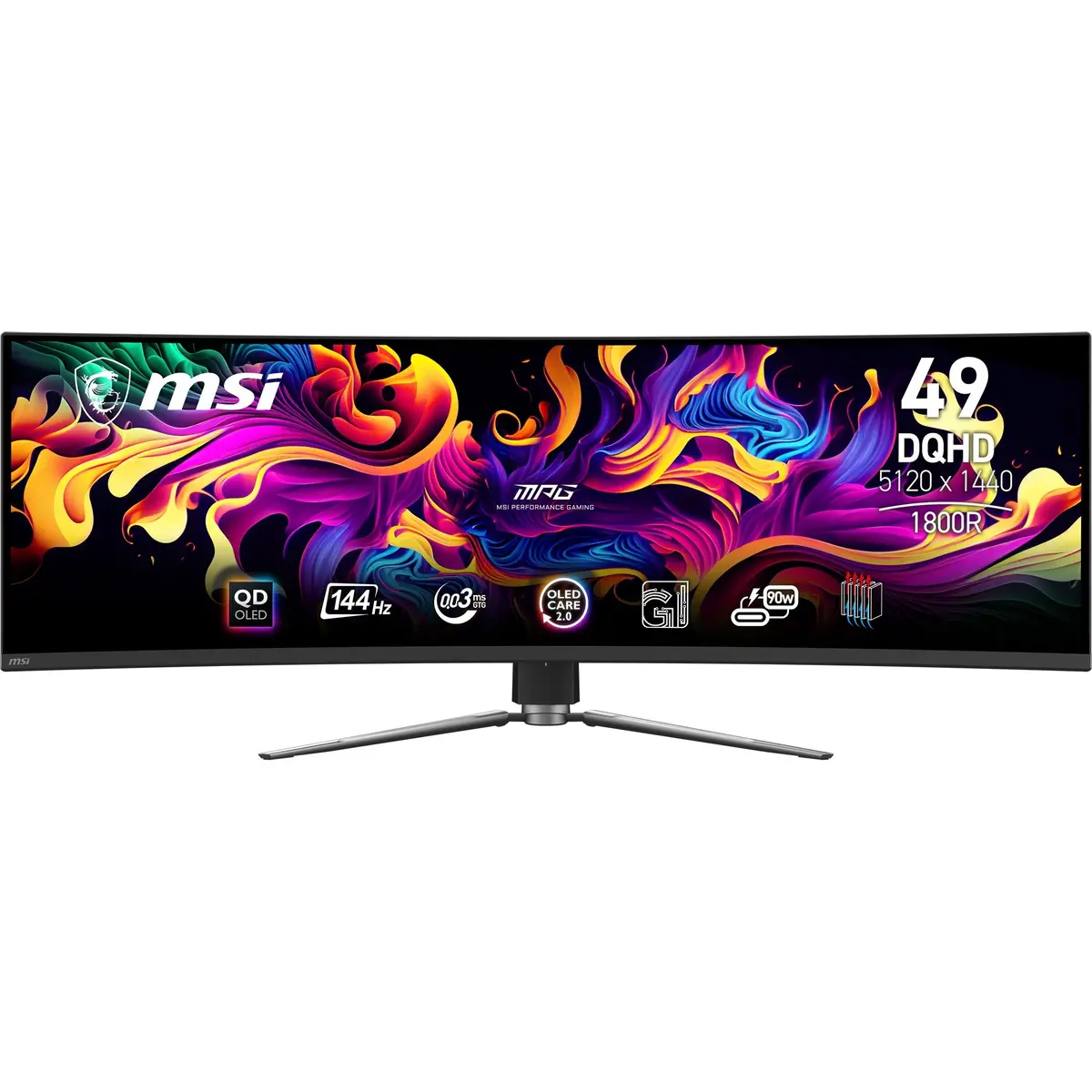 Msi Mpg 491Cqp Qd-Oled 49 Curved Ultrawide Gaming Monitor (Zwart, 2X Hdmi, Displayport, 2X Usb-A, Usb-B, Usb-C, 144 Hz) 1