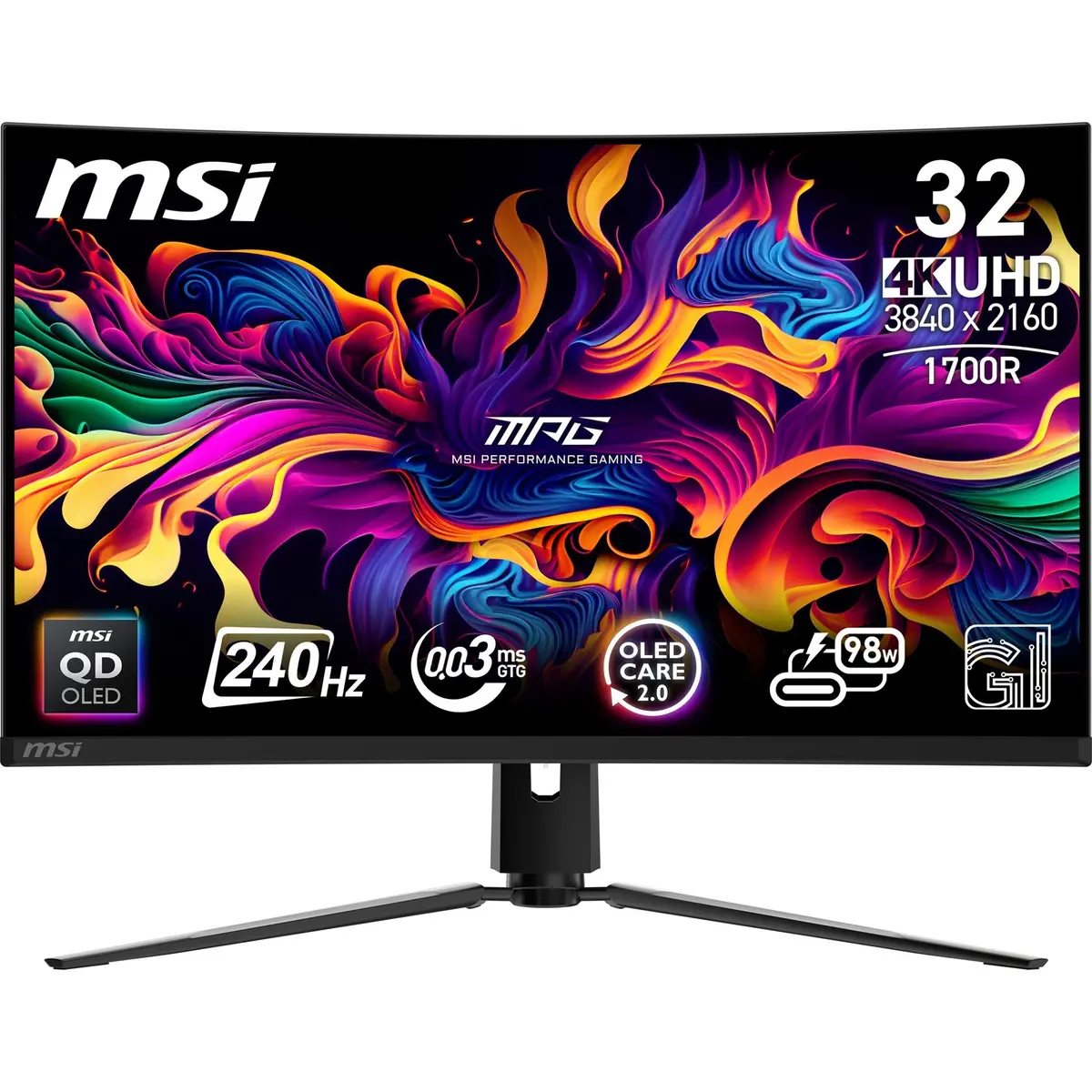 Msi Mpg 321Curx Qd-Oled 31.5 4K Uhd Curved Gaming Monitor (Zwart, 2X Hdmi, Displayport, 2X Usb-A, Usb-B, Usb-C, 240 Hz) 1