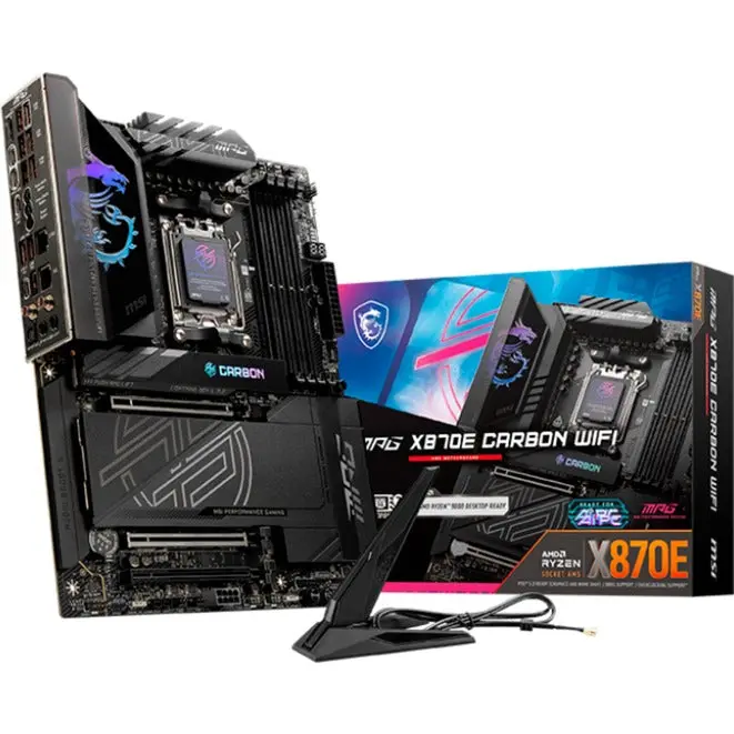 Msi Mpg X870e Carbon Wifi Socket Am5 Moederbord (Raid, 5Gb-Lan, 2,5Gb-Lan, Wi-Fi 7, Bt, Sound, Atx) 1
