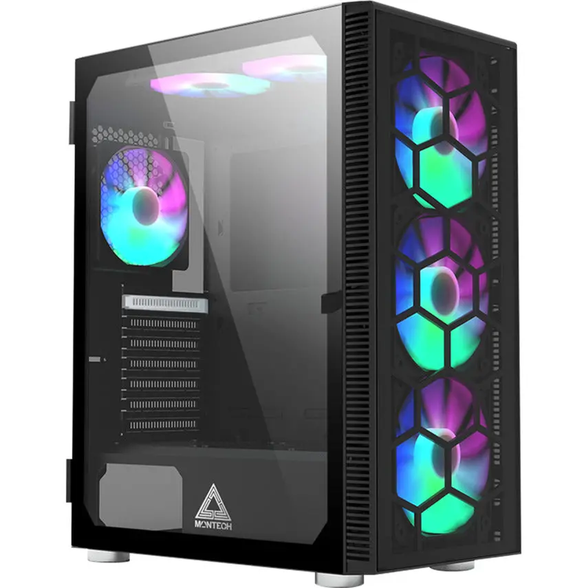 Montech X3 Glass Midi Tower Behuizing (Zwart | 3X Usb-A | Rgb | Tempered Glass) 1