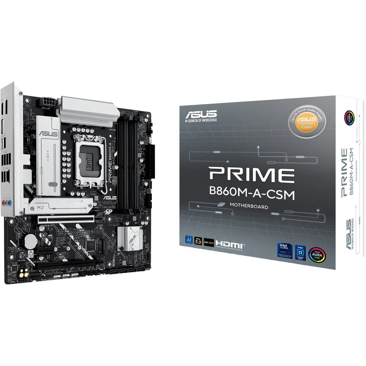 Asus Prime B860m-A-Csm Socket 1851 Moederbord (Raid, 2.5 Gb-Lan, Sound, Μatx) 1