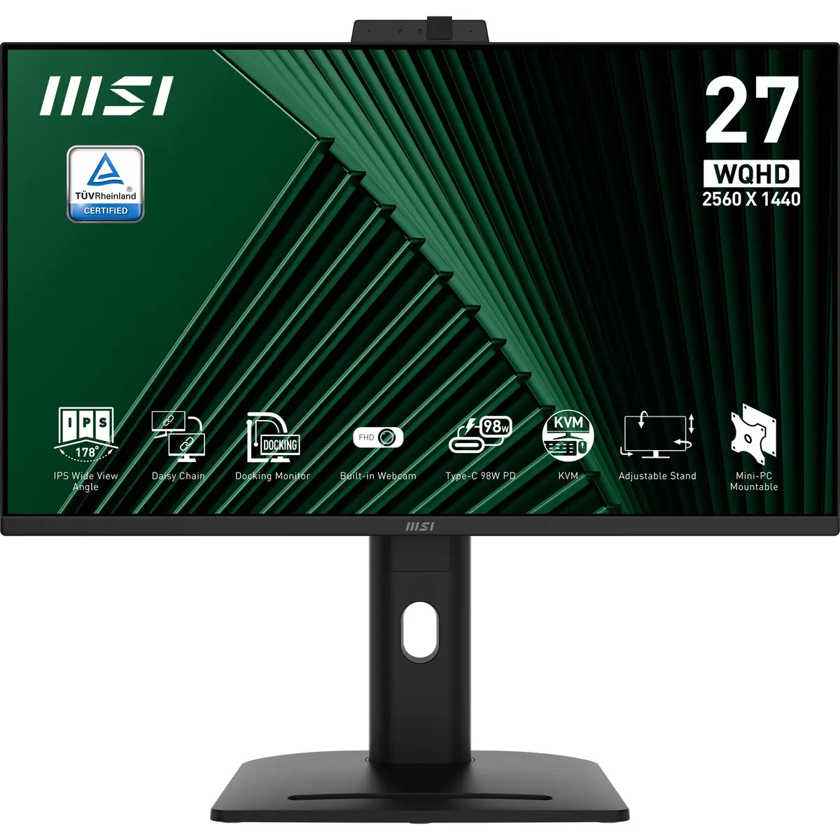 Msi Pro Mp275qpdg 27 Monitor (Zwart, 2X Hdmi, Displayport, 4X Usb-A, Usb-B, Usb-C, Rj-45, 100 Hz) 1
