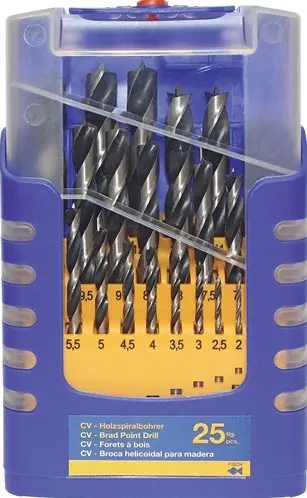 Fisch-Tools Set Houtspiraalboren | 25-Delig | D. 1-13 Mm 0,5 Mm Spoed | Chroom-Vanadiumstaal | 1 Stuk - 0120025K01 - 0120025K01 1