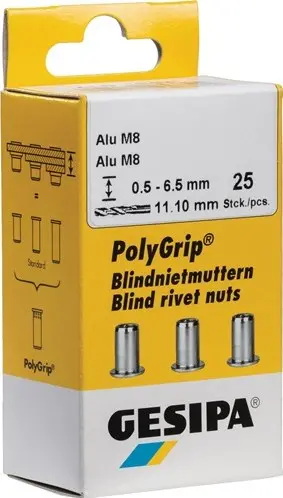 Gesipa Blindklinkmoer | Klinknagelschacht D X L 7 X 13,5 Mm M5 | Rvs A2 | 50 Stuks - 1464888 1464888 1