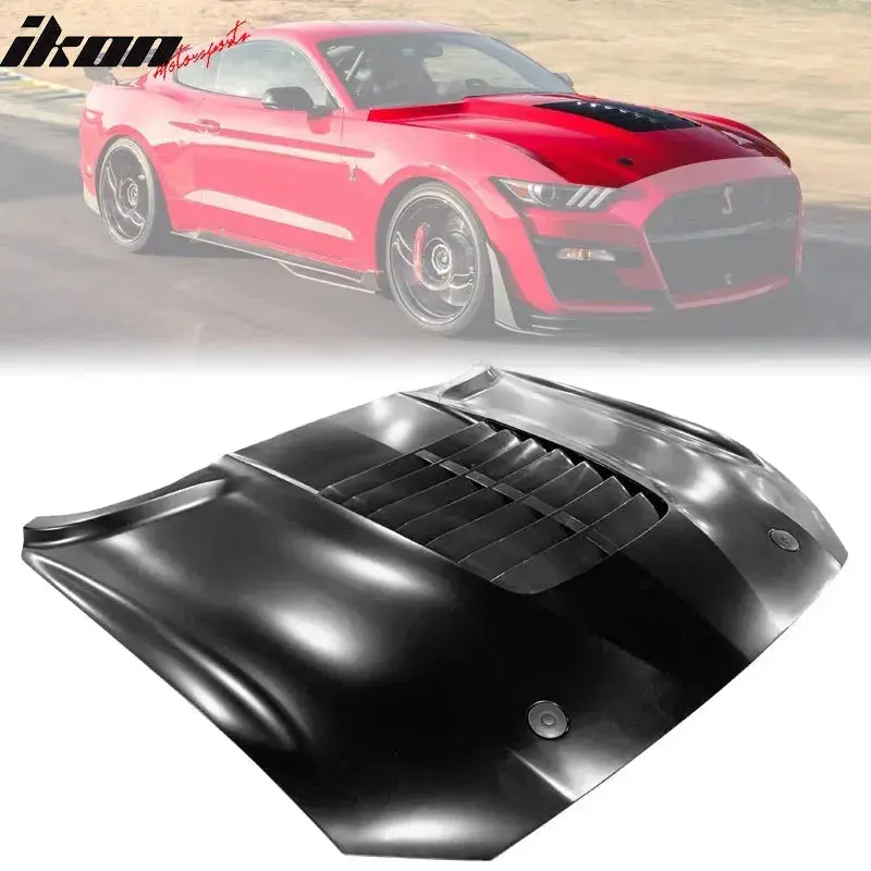 Ikon Motorsports 2018-2023 Ford Mustang 2Dr Gt500 Style Unpainted Aluminum Front Hood 1