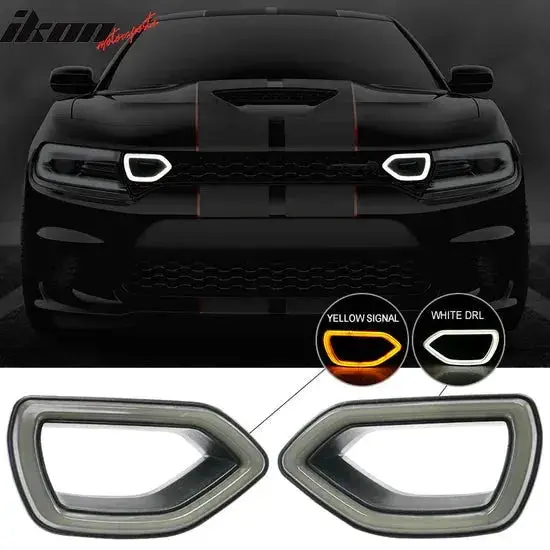 Ikon Motorsports 2015-2023 Dodge Charger Srt Smoke White Drl/Yellow Signal Led Lights 1
