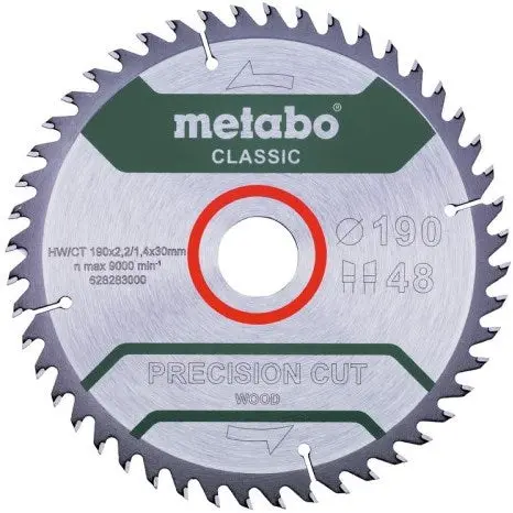 Metabo Accessoires Cirkelzaagblad | Precision Cut Classic | 190X30mm | Z48 Wz 15° - 628283000 1