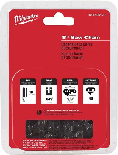 Milwaukee 20 Cm 8 Saw Chain 3 8 X 1.1 M18 Fhs Ketting Tbv Kettingzaag 20 Cm 8 Voor M18 Fhs20 - 4932480176 1