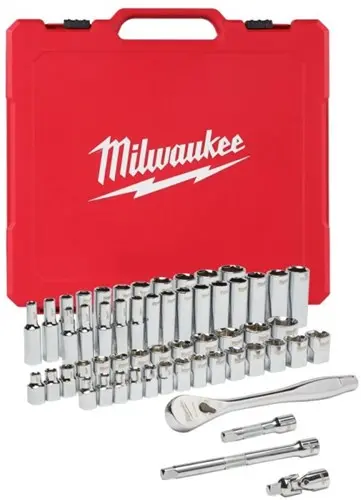 Milwaukee Accessoires 3 8” Ratel En Doppenset | Metrisch | 56-Delig - 4932464946 1