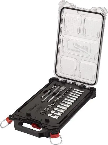 Milwaukee Accessoires Metrische 1 4 Ratel + Doppen Set (28-Delig) In Packout Compact Slim Organiser - 4932478812 1