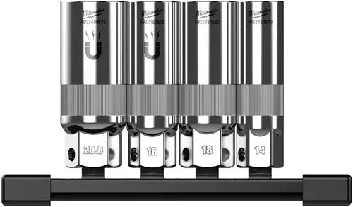 Milwaukee Bougiedoppenset | 3 8 | Op Rail | 4-Delig - 4932498383 1