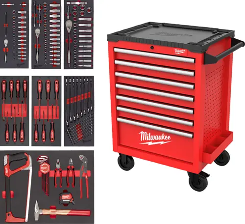 Milwaukee Gereedschapswagen Gevuld | Toolguard™ | 27 69 Cm | Universele Tools (131-Delig) - 4932499182 1