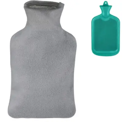Relaxdays Warmwater Kruik Met Hoes Turquoise Grijs 1,5 L | 12 Stuks 1