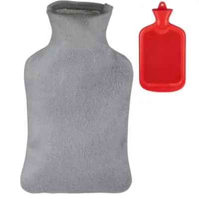 Relaxdays Warmwater Kruik Met Hoes Rood Grijs 2 L | 6 Stuks 1