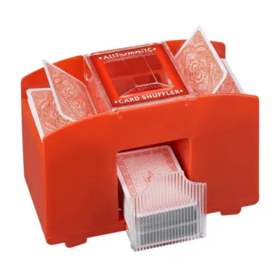 Relaxdays Kaartenschudmachine Op Batterij Rood 4 Decks | 6 Stuks 1