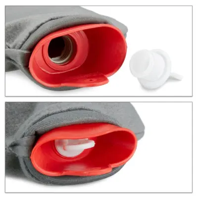 Relaxdays Warmwater Kruik Met Hoes Rood Grijs 1,5 L | 12 Stuks 2