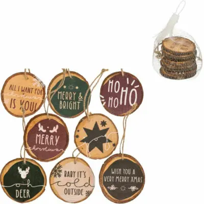 Out Of The Blue Kersthanger Hout 7,5 Cm Set Van 8 | 24 Stuks 1